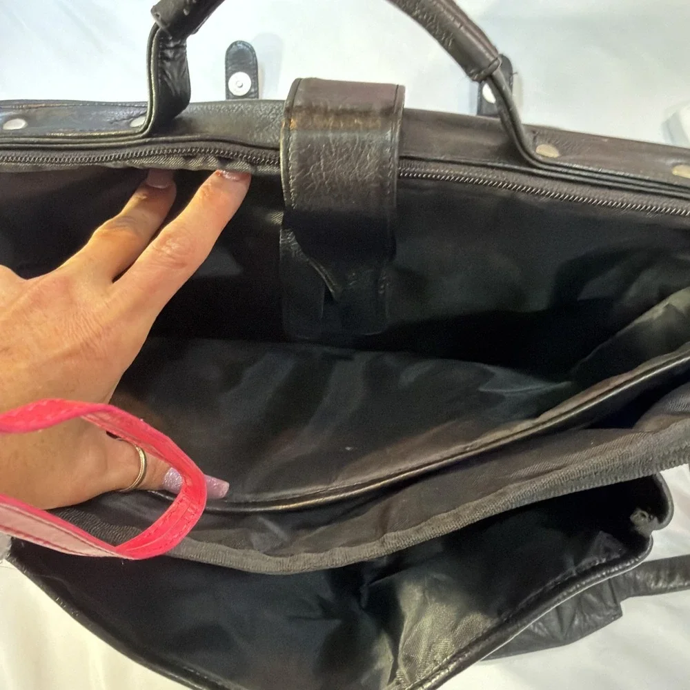 Canyon Outback Soft Leather‎ Messenger Bag Black Travel Laptop New Business Work